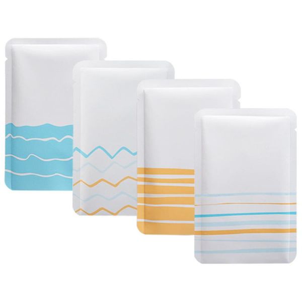 

100pcs/lot wave stripes pure mylar foil open tear notch packaging bag heat seal recyclable storage sugar tea powder gift wrap