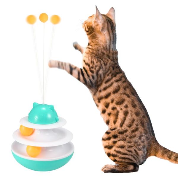 

cat toys two-layer turntable interactive catching ball 2-level tower tracks toy