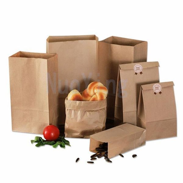 

gift wrap 50pcs/100pcs wholesale kraft paper bags packaging baking takeaway bag bread