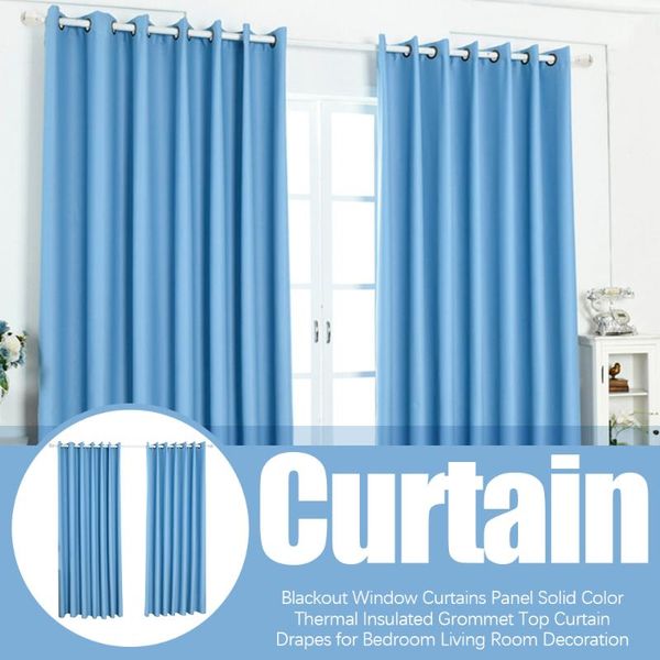 

curtain & drapes 1pc blackout window curtains panel solid color thermal insulated grommet for bedroom living room decoration