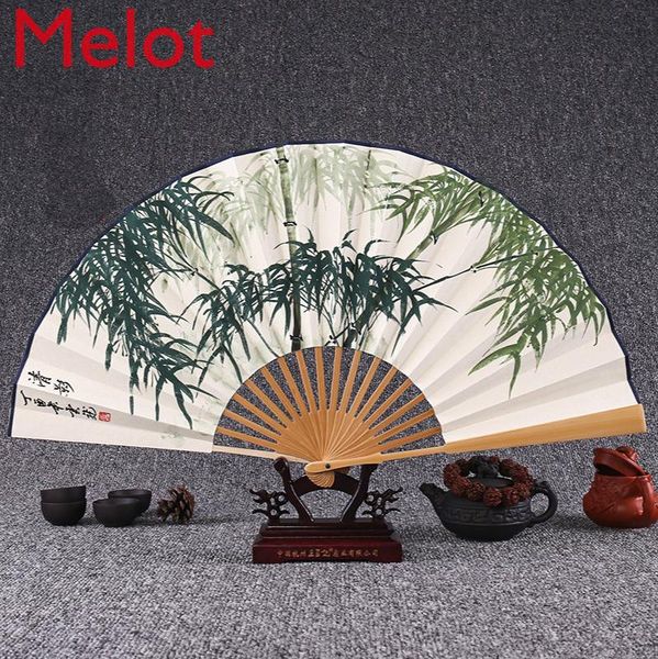 

fan paper hand-painted jade bone folding men's chinese style male antique craft xuan collection gift other home decor