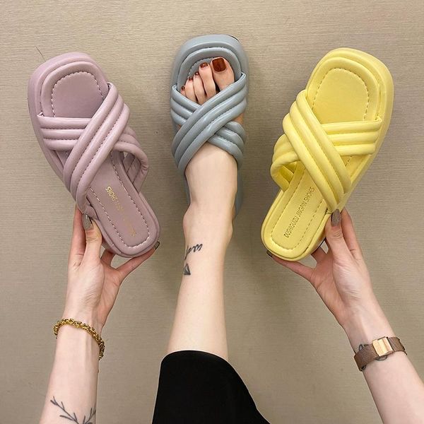 

slippers casual summer women's shoes rubber flip flops platform pantofle slides med luxury hawaiian flat 2021 pu rome basic, Black