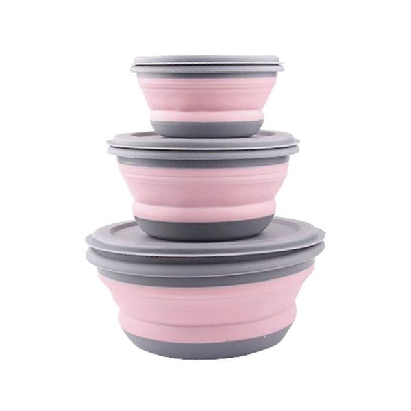 

pcs/set silicone folding bento kids box collapsible portable lunch container for dinnerware bowl bowls