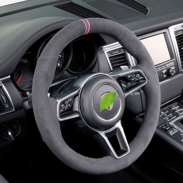 

diy alcantara hand sewing car steering wheel cover for porsche taycan 3 panamera macan cayenne 718 911 9ya 971 car accessories