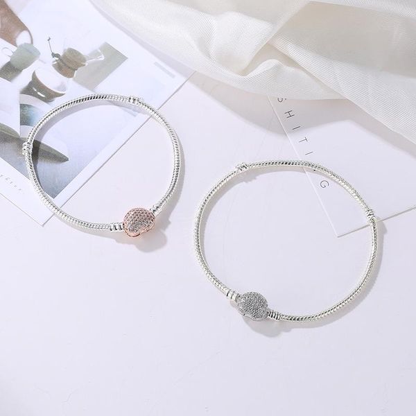 

charm bracelets selling shining basic chain heart-shaped micro-inlaid buckle color preserving snake bone bracelet naked girls jewelry, Golden;silver