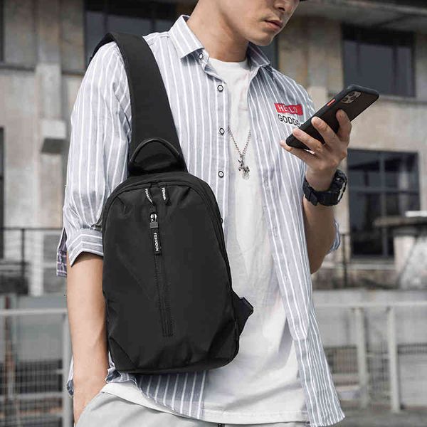 

fashion trend chest bag men's business leisure messenger large capacity, Black;red