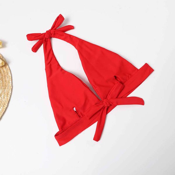 

women's split solid color swimsuit decor drawstring pants, White;black