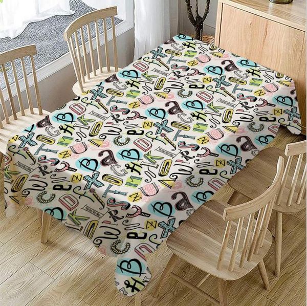 

table cloth nordic english alphabet print tablecloth colorful graffiti dining cover linen fabric letter for home decor