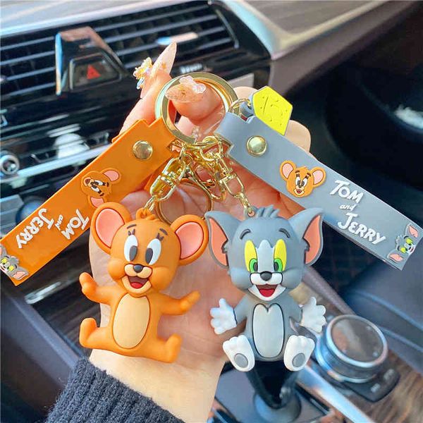 

keychains cartoon cute kitten mouse doll key chain female exquisite car pendant couple bag male, Silver