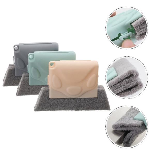 

3pcs practical cleaning tool brush groove window clean car sponge