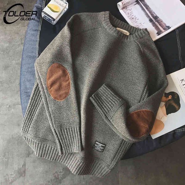 

men pullover sweater fashion casual loose thick o-neck wool knitted harajuku streetwear knitwear autumn winter male sweaters 4xl, Black