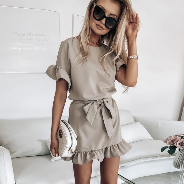 

charming dresses 2021 ruffle bandage casual fashion for women, Black;gray