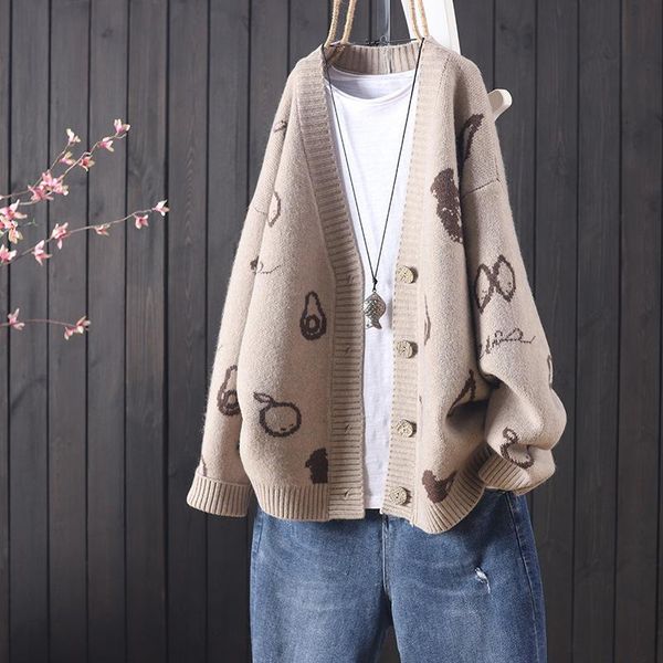 

women's knits & tees korean style casual long-sleeved sweater cardigan jacket knit spring and autumn loose all-match blouse, White