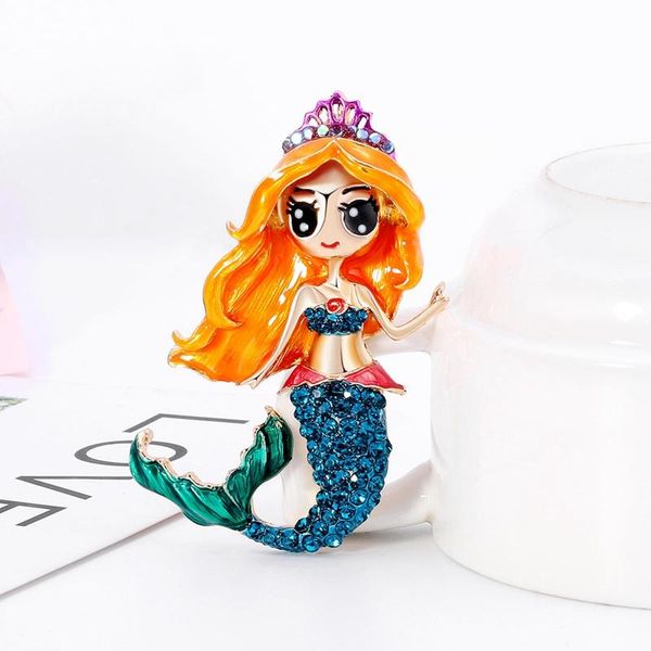 

pins, brooches cute mermaid brooch princess fashion cartoon lady party metal for kids, Gray