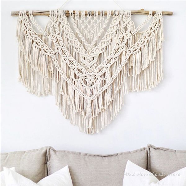 

large macrame tapestry wall hangding geometric art wall decor bohemian home bedroom background chic handicrafts woven tapestry