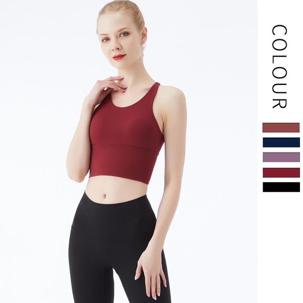

yoga outfit ladies cross back padded gym wear bra fitness vest