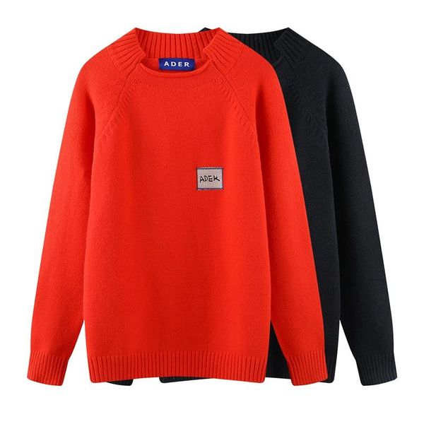 

men's sweaters destruction collar adererror men 1:1 ader error women crewneck patch front sweatshirts mens clothes, White;black