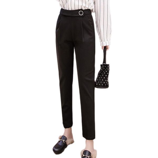 

women's pants & capris 2021 office wear pocket formal pantalon femme winter women trousers female harem for black s-xxl, Black;white