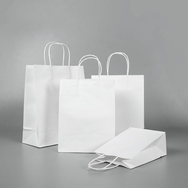 

gift wrap 30pcs/lot bags with handles multi-function white paper 3 size recyclable environmental protection clothes shoes bag