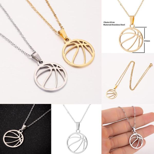 

pendant necklaces fashion basketball hip hop sports accessories personality volleyball necklace stainless steel, Silver