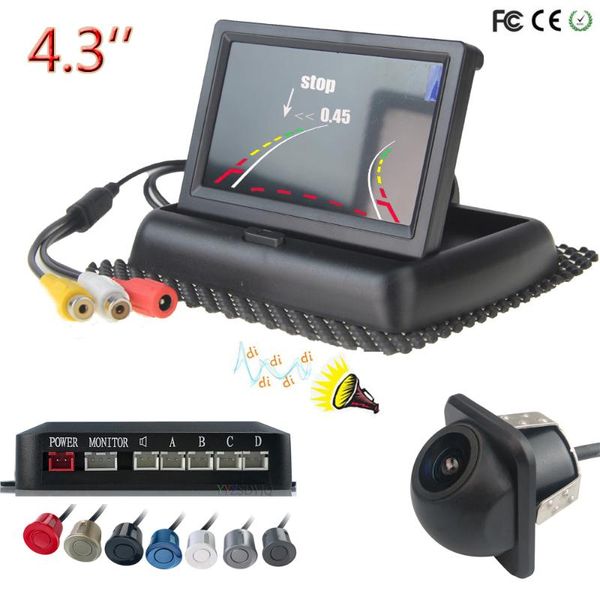 

car rear view cameras& parking sensors sensor kit 4.3 inch display reverse backup radar sound alert indicator system with camera night visio