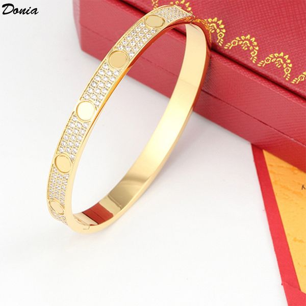 

donia jewelry buckle exaggerated luxury micro-inlaid zircon zircon european and american fashion titanium steel designer bracelet, Black