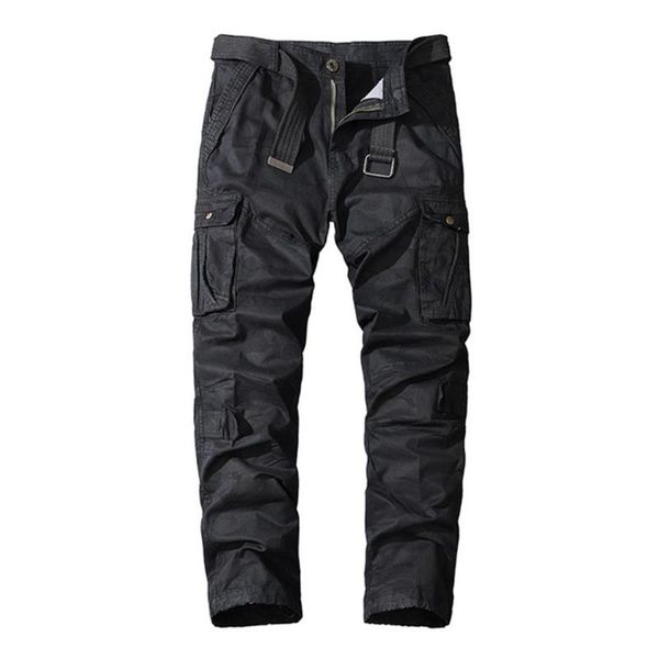 

men's pants camouflage men pure cotton outdoor military multi-pockets camo tactical trousers army male spring autumn, Black