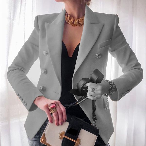 

women's suits & blazers fashion long sleeve work blazer solid office lady coat slim autumn notched jacket white black women elegant fit