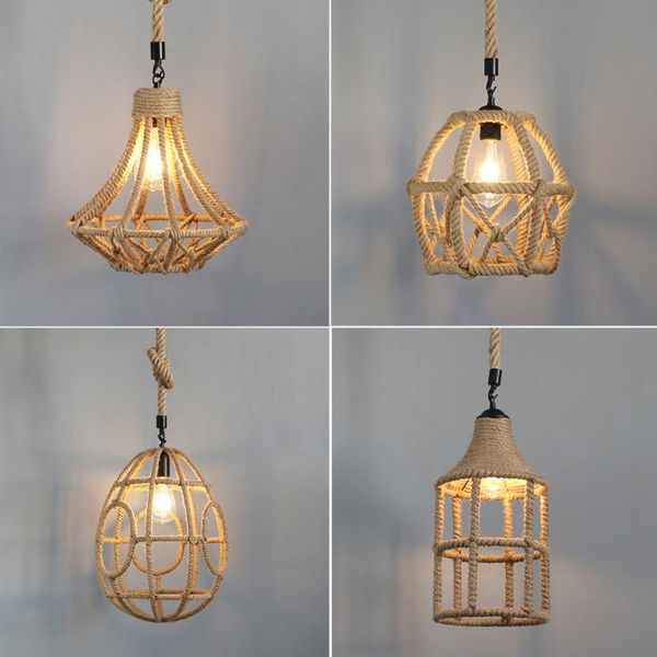 

pendant lamps vintage rope light creative personality industrial lamp loft northern american hand knitted home