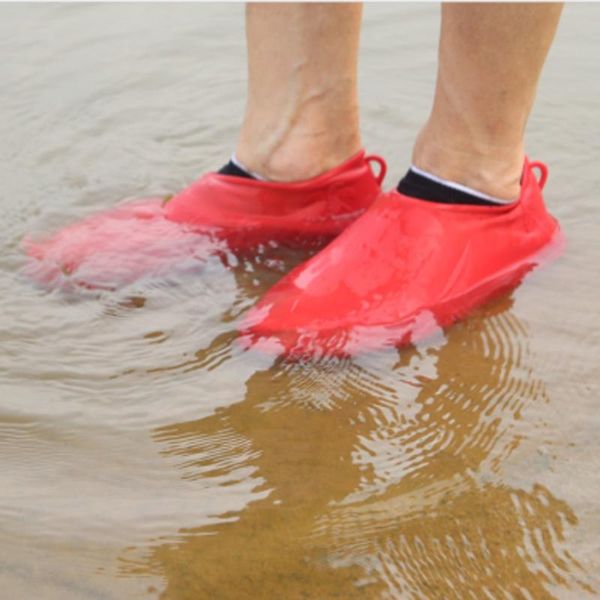 

shoe parts & accessories 1 pair reusable waterproof non-slip rubber rain covers elasticity galoshes boot pure overshoes for traveling beach, White;pink