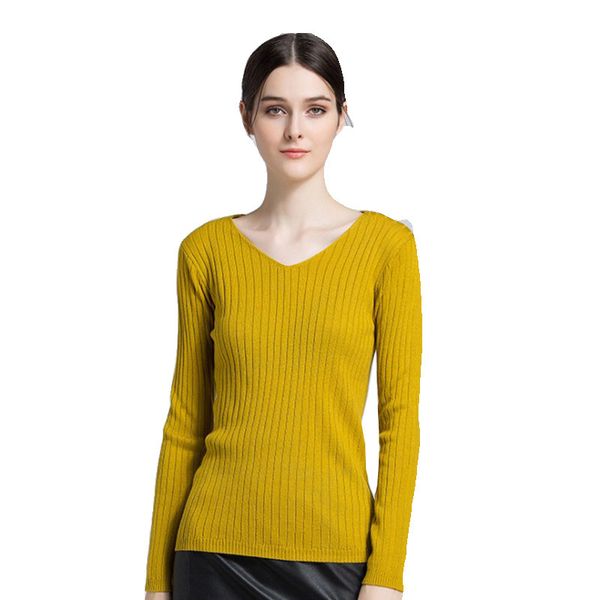 

fashion sweater fine woolen women's slim fit v-neck pullover long sleeve thin knitted top, White;black