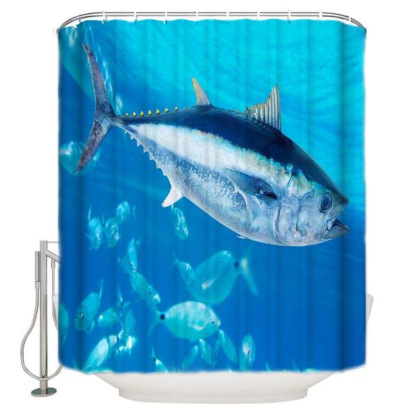 

shower curtains blue ocean tuna curtain bathroom decor fabric farmhouse