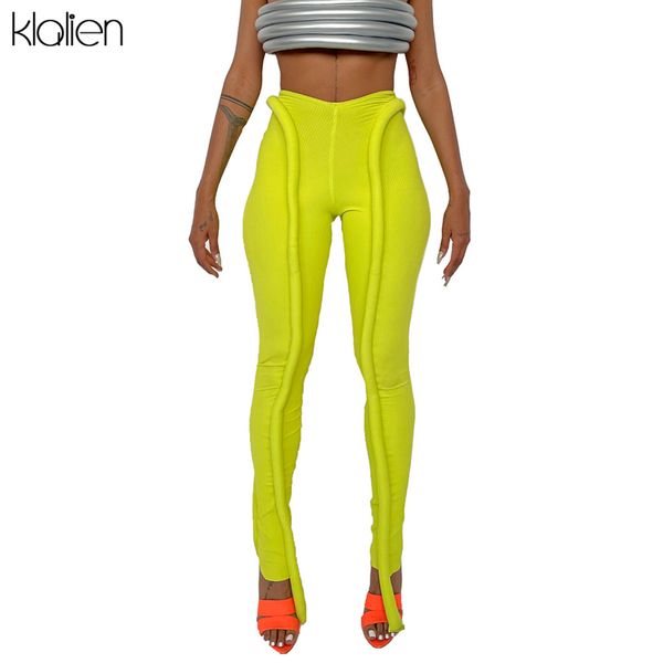 

Solid Rib Knit Footed Pants Women Autumn 2021 New Sexy Medium Waist Skinny Hipster Punk Streetwear Female Trousers, Black