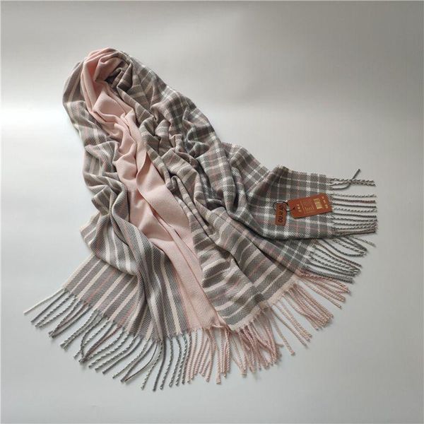 

foulard women's imitation cashmere scarf women autumn winter british double-sided fringed shawl warm luxury scarves poncho, Blue;gray