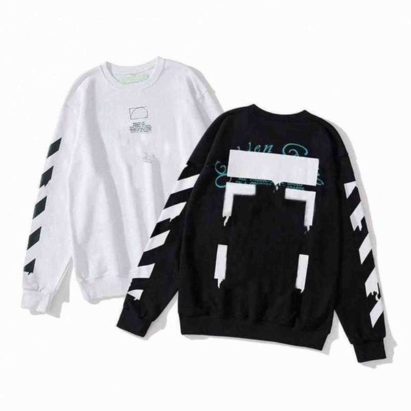 

fashion brands off sweatshirts autumn winter street hoodies coated melting arrow round neck pullover terry brand white sweatshirt mfxd, Black