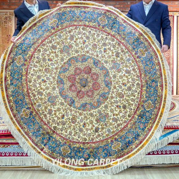 

carpets 6'x6' round persian handmade silk rug dining room lounge carpet (tj223a)