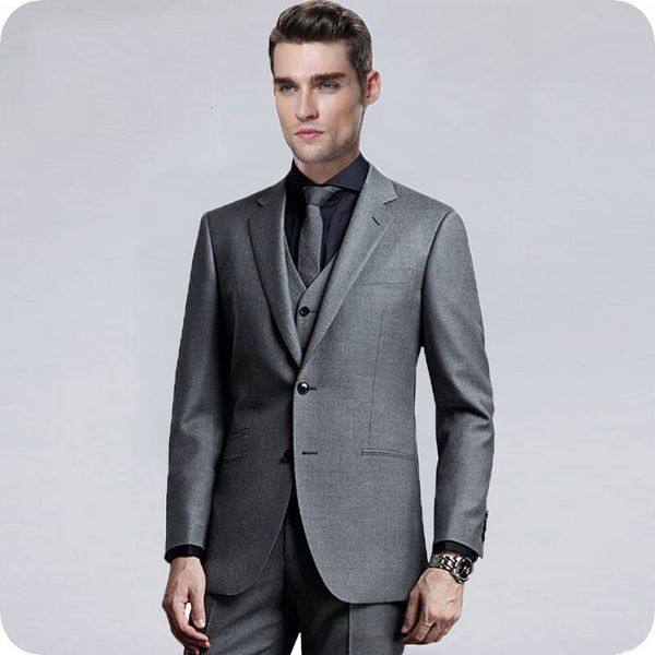 

men's suits & blazers formal business grey men for wedding slim fit groom tuxedos man jacket 3 piece pants vest costume homme, White;black