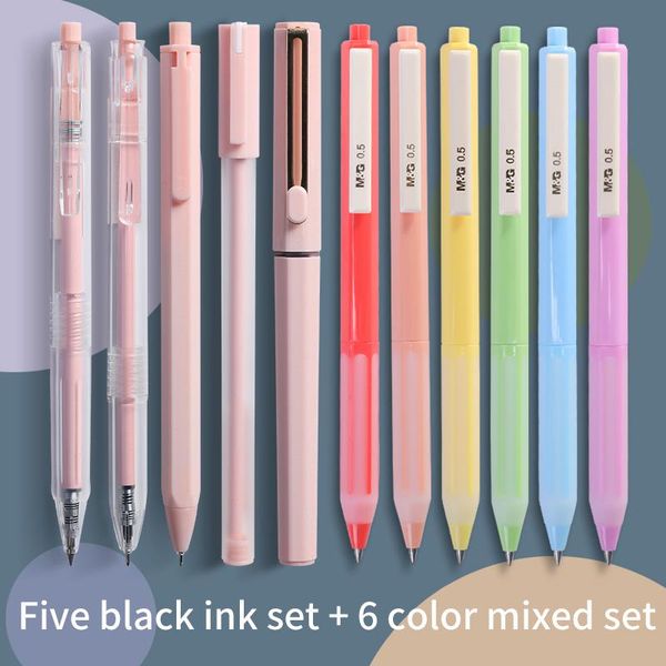 

m&g cute morandi gel pen set quick drying kawaii color /needle tip 0.35mm/0.5mm black ink school stationery supply pens