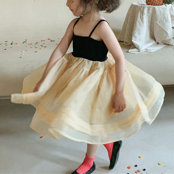

summer girls patchwork sling lovely princess dress female baby new birthday performance dress girls sling tutu children sundress, Red;yellow