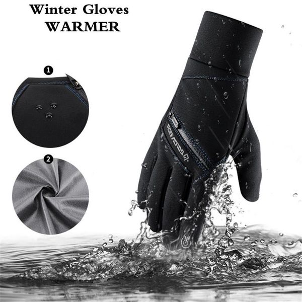 

cycling gloves 2021 winter riding waterproof warmer motorbike bicycle glove outdoor non-slip sport ski windproof, Black