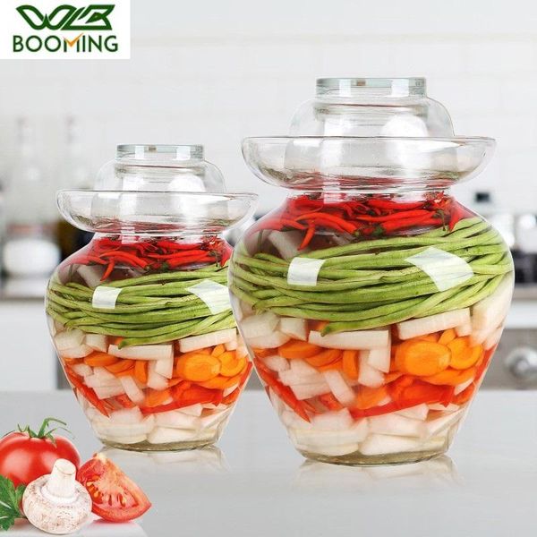 

two capacity pickle glass storage jar 2.5kg and 5kg container korea japan kitchen transparent bottles & jars