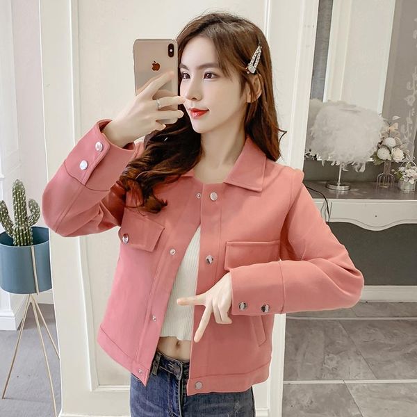 

women's jackets real po in stock fall/winter 2021 deerskin velvet short jacket women suede coat for, Black;brown