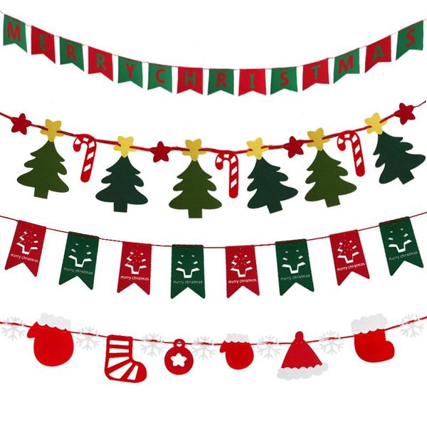 

christmas felt banner decorations for home holiday outdoor/indoor hanging bunting navidad festival party decoration