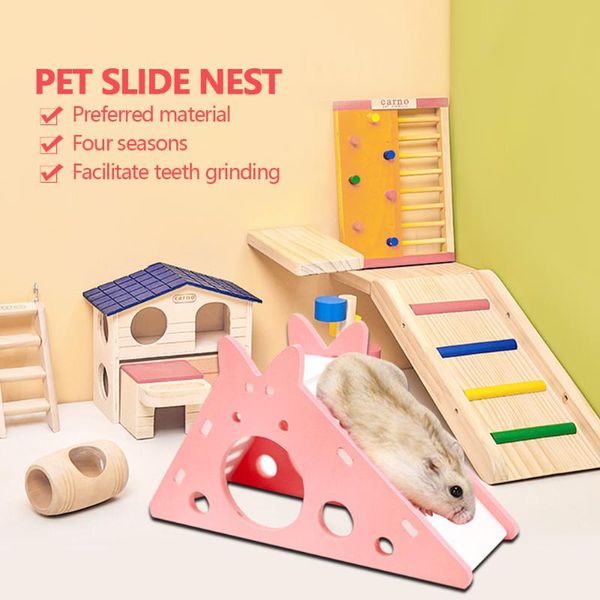 

small animal supplies hamster hideout guinea pig exercise toy wood-plastic plate hedgehog house with ladder slide chinchilla cave pet