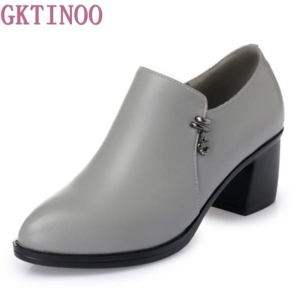 

spring autumn women elegant genuine leather shoes square high heel pumps fashion dress, Black