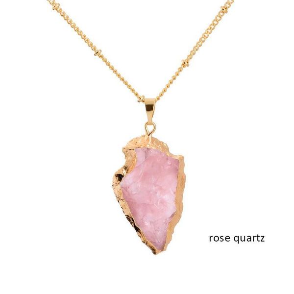 

chains purple crystal natural stone pendant necklace arrow healing gold for women men gilt jewelry, Silver