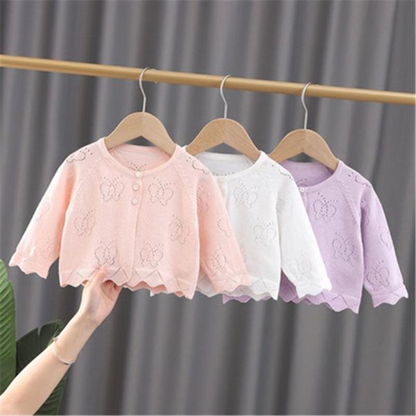 

pullover 2021 toddler girls cardigan sweater knit outerwear for kids clothes cotton spring autumn 3 color 0-5y 5490, Blue