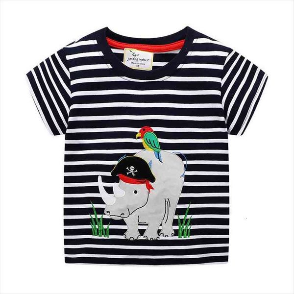 

jumping meters fashion baby boys tees applique cotton kids t shirts animals stripe childrens summer clothes, Blue