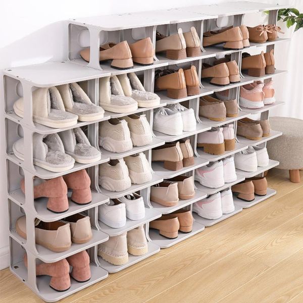 

4pcs/6pcs shoes racks shelf large stackable cabinet shelves holds for shoe book home storage organizer clothing & wardrobe