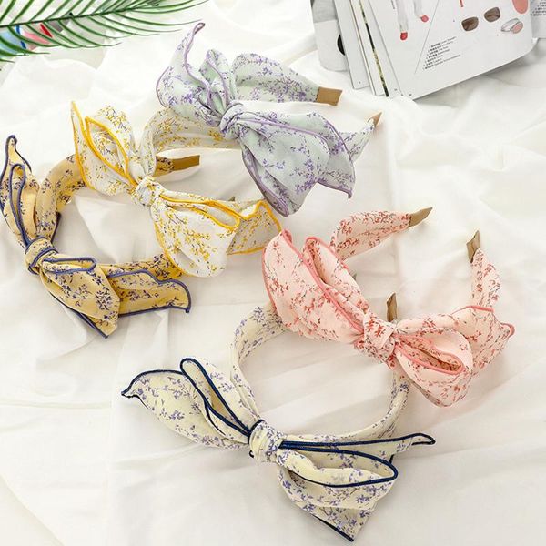 

hair accessories 2021 1pc print flower bow knot bands for cute girls korean style hairband bezel twist headwear fashion accessorie, Slivery;white